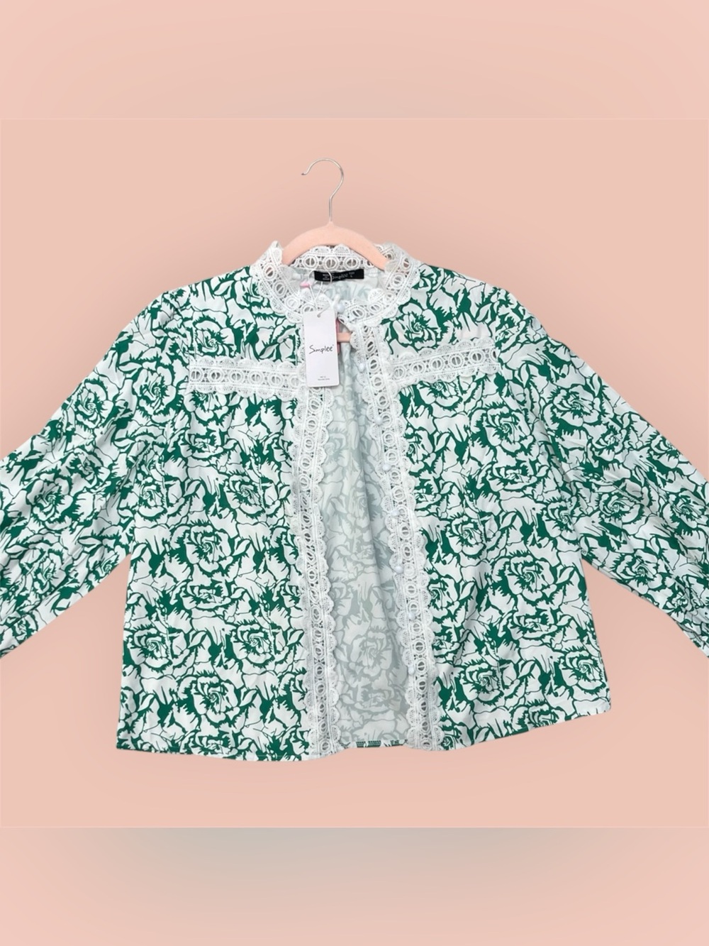 Simplee Floral Lace Trim Jacket/Cardigan – Size Large (NWT)